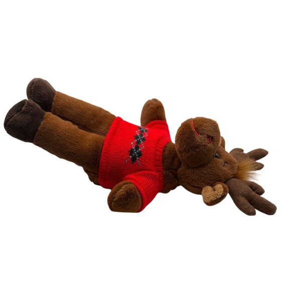 Build-A-Bear Lil Furry Friend Mini Moose Reindeer 11" Plush Red Argyle Sweater‎ - Picture 6 of 9
